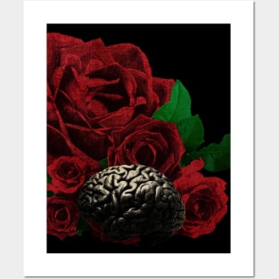 Human anatomy and roses: brain Posters and Art